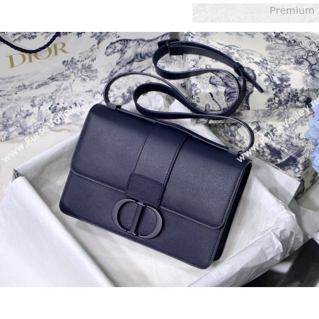 Dior 30 Montaigne Stamped Grain Calfskin Flap Bag With Matte Tonal CD Clasp Deep Blue 2020 (XXG-20042937)