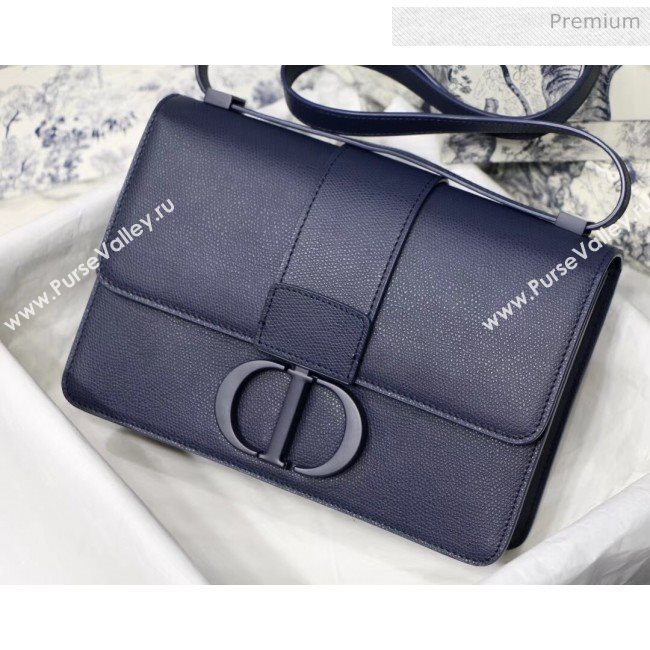 Dior 30 Montaigne Stamped Grain Calfskin Flap Bag With Matte Tonal CD Clasp Deep Blue 2020 (XXG-20042937)