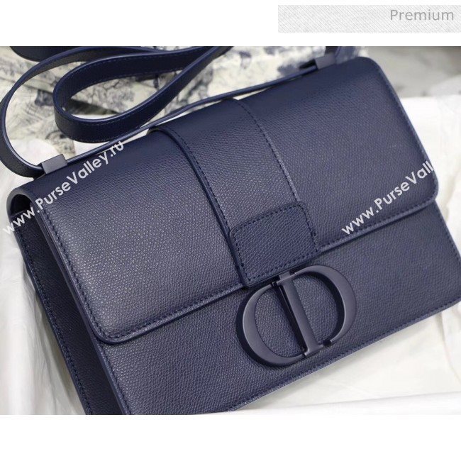 Dior 30 Montaigne Stamped Grain Calfskin Flap Bag With Matte Tonal CD Clasp Deep Blue 2020 (XXG-20042937)
