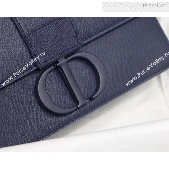 Dior 30 Montaigne Stamped Grain Calfskin Flap Bag With Matte Tonal CD Clasp Deep Blue 2020 (XXG-20042937)