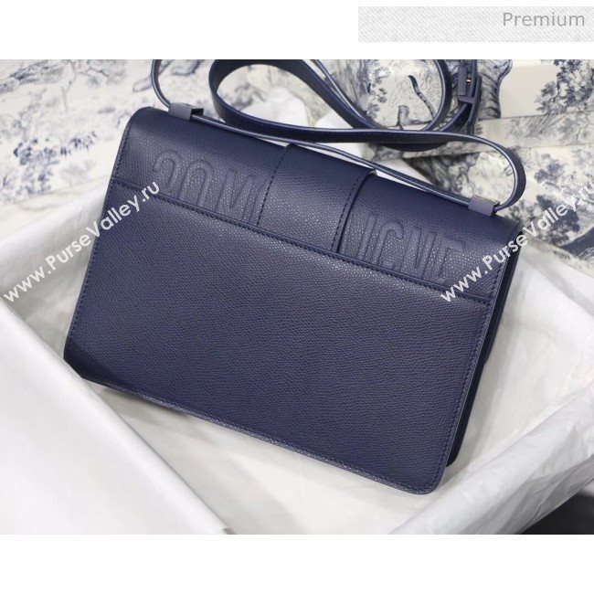 Dior 30 Montaigne Stamped Grain Calfskin Flap Bag With Matte Tonal CD Clasp Deep Blue 2020 (XXG-20042937)