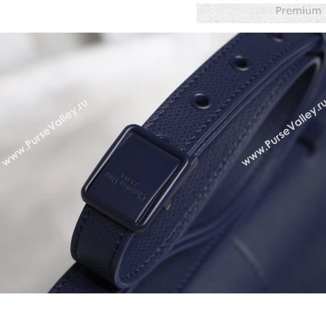 Dior 30 Montaigne Stamped Grain Calfskin Flap Bag With Matte Tonal CD Clasp Deep Blue 2020 (XXG-20042937)