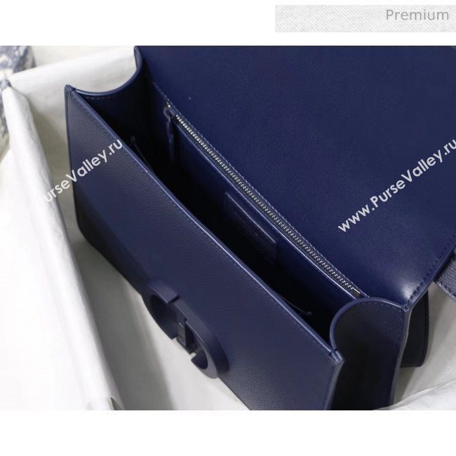 Dior 30 Montaigne Stamped Grain Calfskin Flap Bag With Matte Tonal CD Clasp Deep Blue 2020 (XXG-20042937)