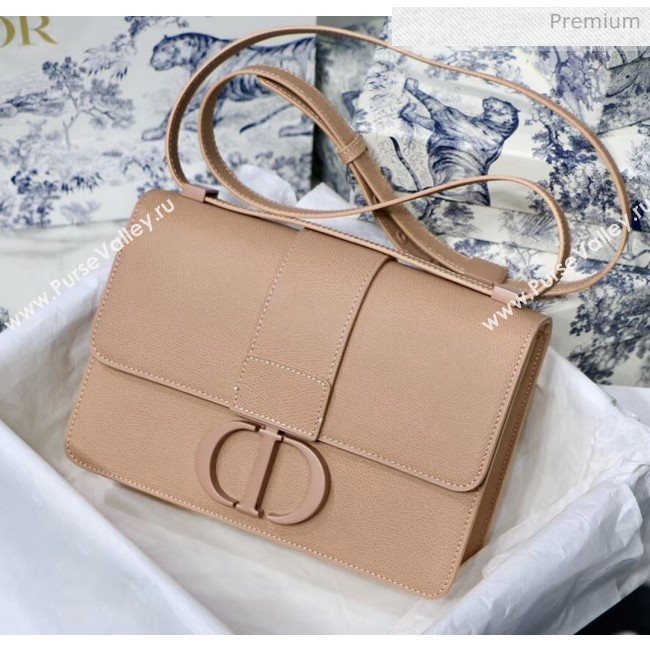 Dior 30 Montaigne Stamped Grain Calfskin Flap Bag With Matte Tonal CD Clasp Nude Pink 2020 (XXG-20042938)