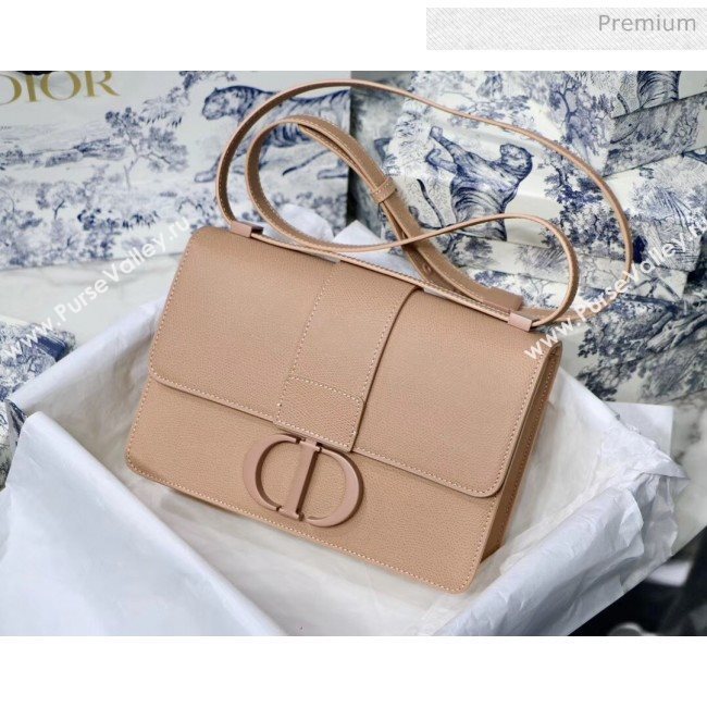 Dior 30 Montaigne Stamped Grain Calfskin Flap Bag With Matte Tonal CD Clasp Nude Pink 2020 (XXG-20042938)