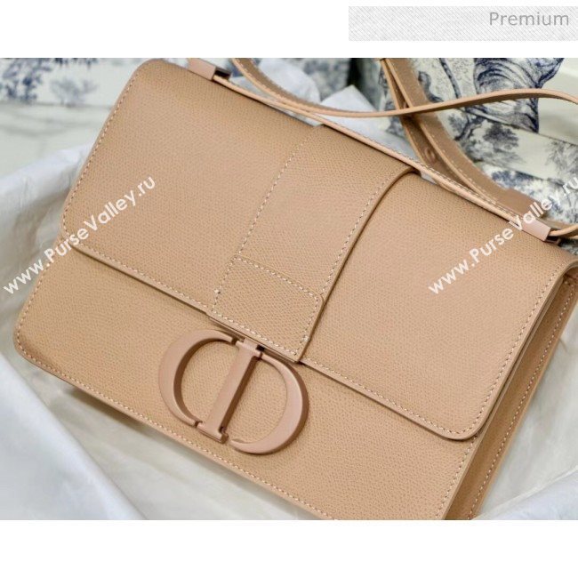 Dior 30 Montaigne Stamped Grain Calfskin Flap Bag With Matte Tonal CD Clasp Nude Pink 2020 (XXG-20042938)