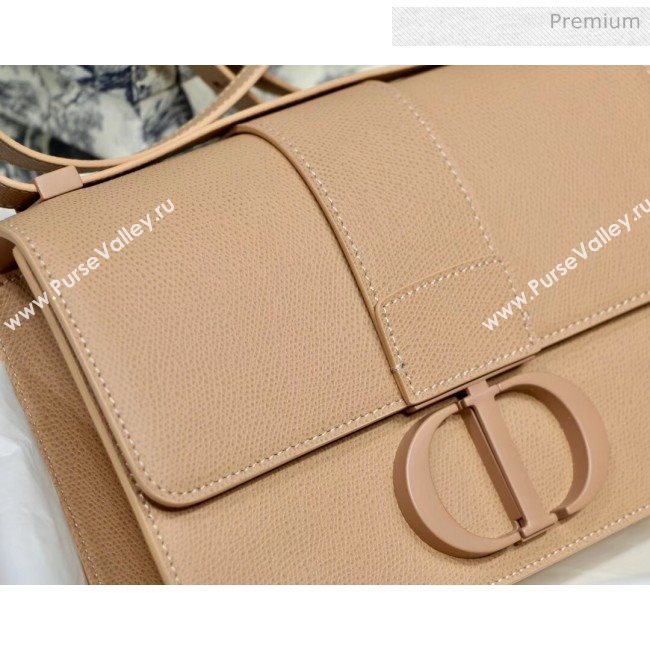 Dior 30 Montaigne Stamped Grain Calfskin Flap Bag With Matte Tonal CD Clasp Nude Pink 2020 (XXG-20042938)
