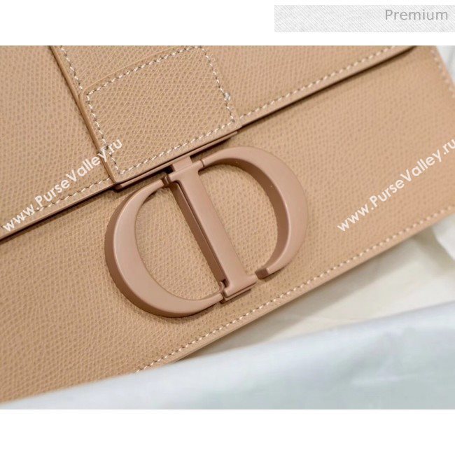 Dior 30 Montaigne Stamped Grain Calfskin Flap Bag With Matte Tonal CD Clasp Nude Pink 2020 (XXG-20042938)
