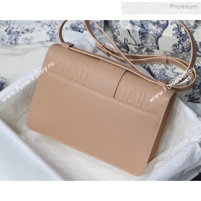 Dior 30 Montaigne Stamped Grain Calfskin Flap Bag With Matte Tonal CD Clasp Nude Pink 2020 (XXG-20042938)