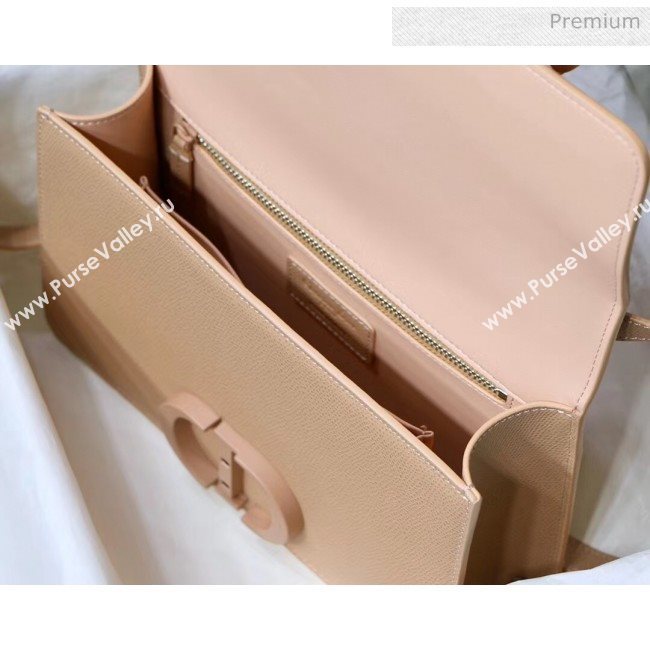 Dior 30 Montaigne Stamped Grain Calfskin Flap Bag With Matte Tonal CD Clasp Nude Pink 2020 (XXG-20042938)