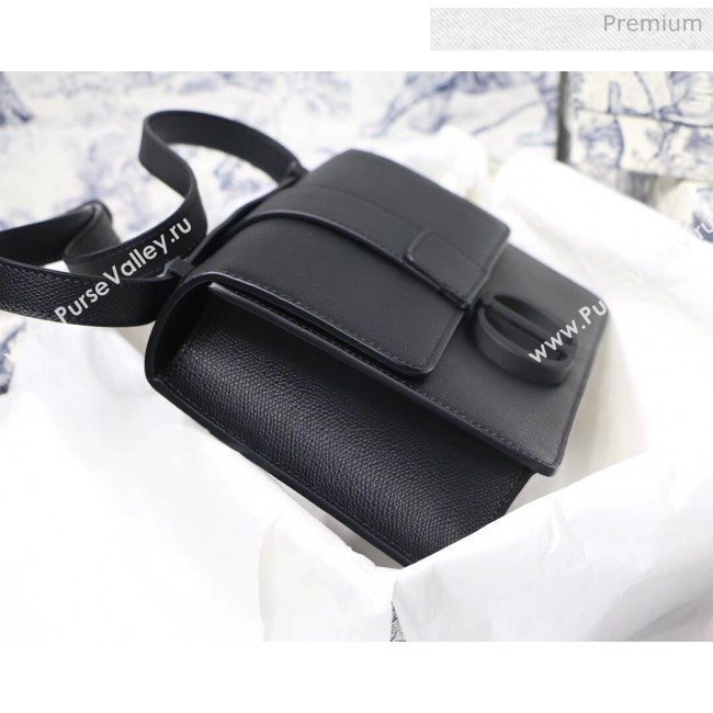 Dior 30 Montaigne Stamped Grain Calfskin Flap Bag With Matte Tonal CD Clasp Black 2020 (XXG-20042939)
