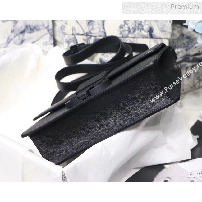 Dior 30 Montaigne Stamped Grain Calfskin Flap Bag With Matte Tonal CD Clasp Black 2020 (XXG-20042939)