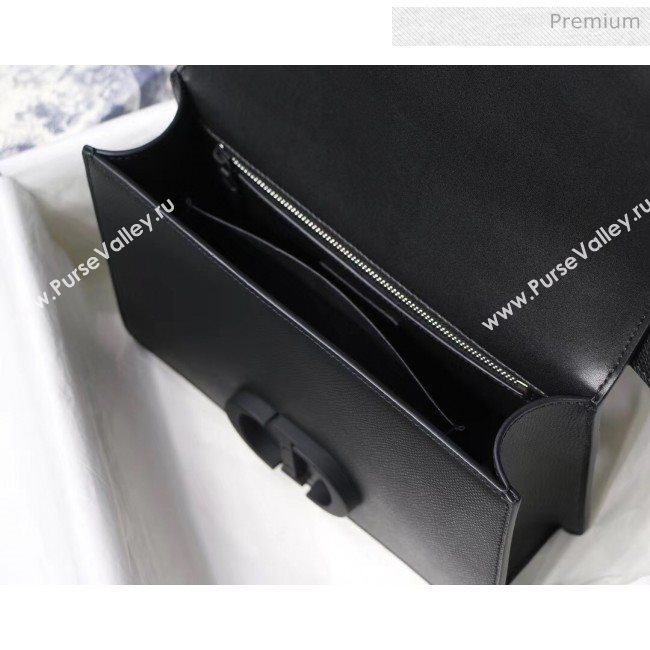 Dior 30 Montaigne Stamped Grain Calfskin Flap Bag With Matte Tonal CD Clasp Black 2020 (XXG-20042939)