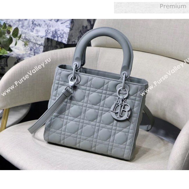 Dior Medium Gray Stone Lady Dior Matte Calfskin Bag 2020 (XXG-20042940)