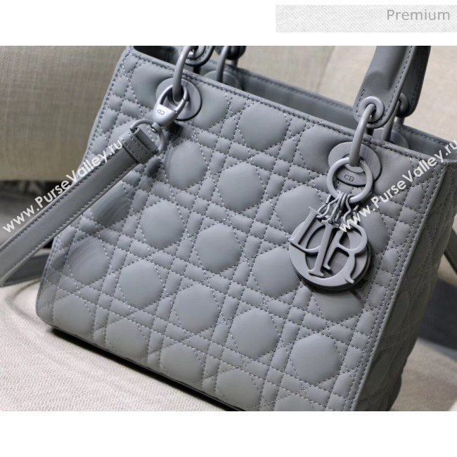 Dior Medium Gray Stone Lady Dior Matte Calfskin Bag 2020 (XXG-20042940)