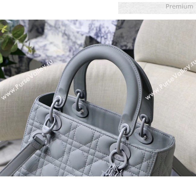 Dior Medium Gray Stone Lady Dior Matte Calfskin Bag 2020 (XXG-20042940)
