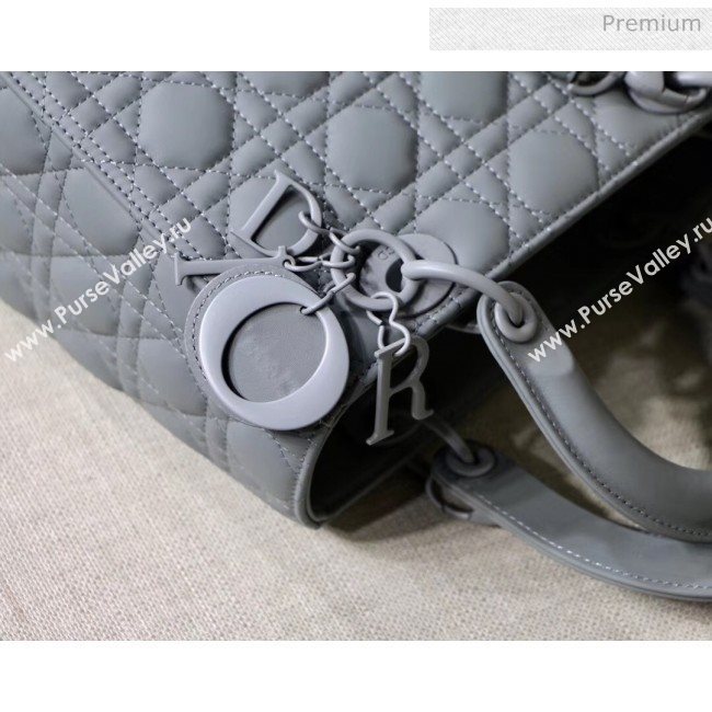 Dior Medium Gray Stone Lady Dior Matte Calfskin Bag 2020 (XXG-20042940)