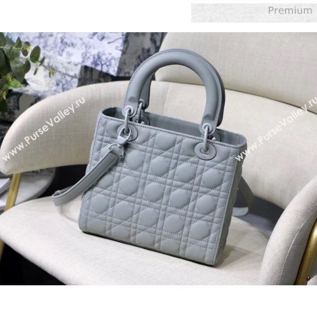Dior Medium Gray Stone Lady Dior Matte Calfskin Bag 2020 (XXG-20042940)