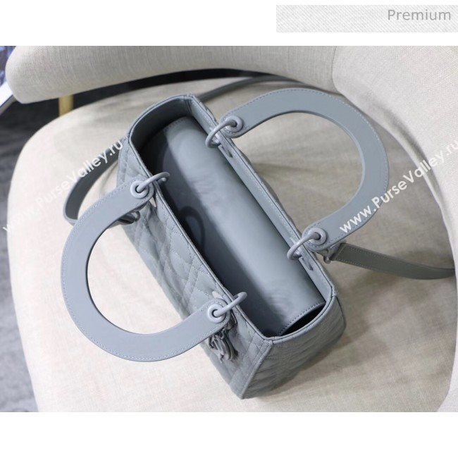 Dior Medium Gray Stone Lady Dior Matte Calfskin Bag 2020 (XXG-20042940)