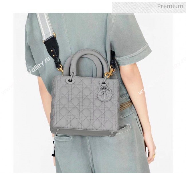 Dior Medium Gray Stone Lady Dior Matte Calfskin Bag 2020 (XXG-20042940)
