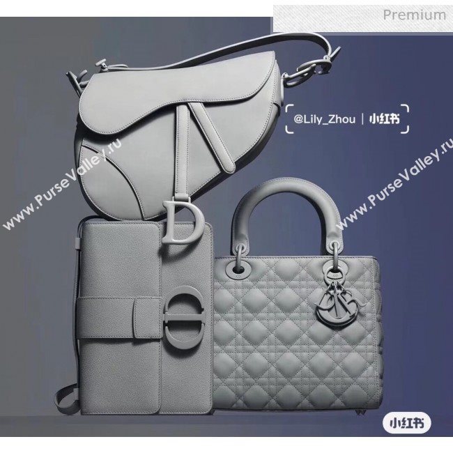 Dior Medium Gray Stone Lady Dior Matte Calfskin Bag 2020 (XXG-20042940)