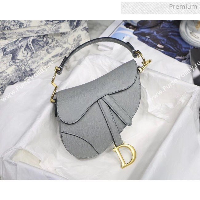 Dior Mini Saddle calfskin bag in Grainy Calfskin Grey Stone 2020 (XXG-20042942)