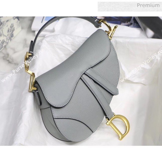 Dior Mini Saddle calfskin bag in Grainy Calfskin Grey Stone 2020 (XXG-20042942)
