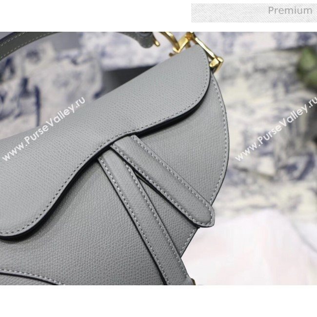 Dior Mini Saddle calfskin bag in Grainy Calfskin Grey Stone 2020 (XXG-20042942)