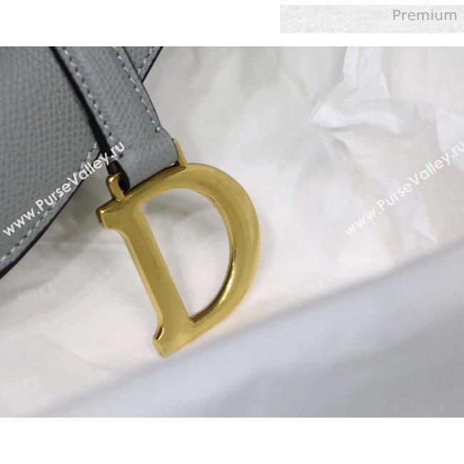 Dior Mini Saddle calfskin bag in Grainy Calfskin Grey Stone 2020 (XXG-20042942)