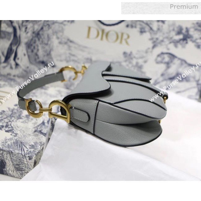Dior Mini Saddle calfskin bag in Grainy Calfskin Grey Stone 2020 (XXG-20042942)