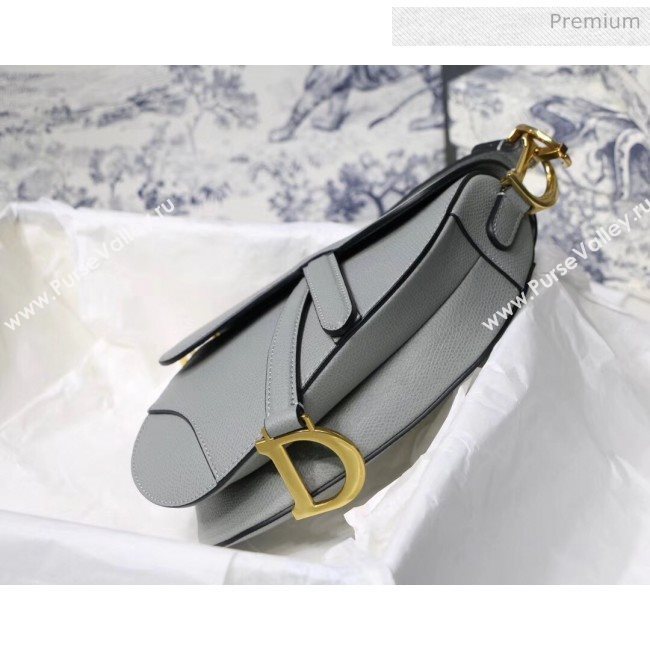 Dior Mini Saddle calfskin bag in Grainy Calfskin Grey Stone 2020 (XXG-20042942)