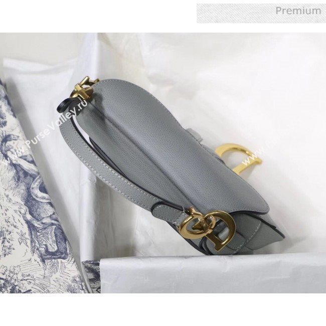 Dior Mini Saddle calfskin bag in Grainy Calfskin Grey Stone 2020 (XXG-20042942)