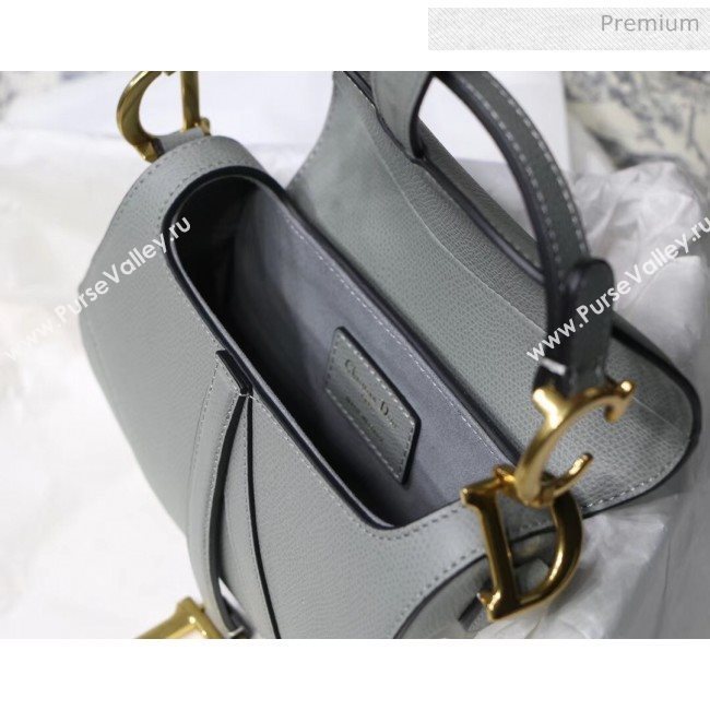 Dior Mini Saddle calfskin bag in Grainy Calfskin Grey Stone 2020 (XXG-20042942)