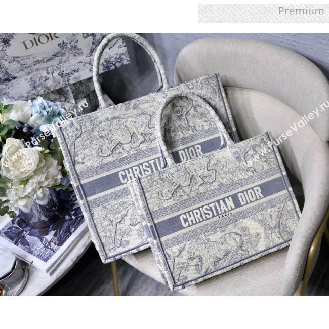 Dior Large Book Tote with Tiger Embroidery Grey 2020 (XXG-20042928)