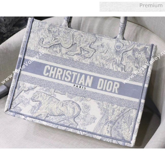Dior Small Book Tote with Tiger Embroidery Grey 2020 (XXG-20042927)