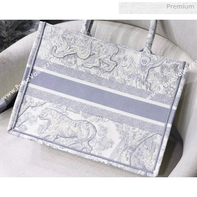 Dior Small Book Tote with Tiger Embroidery Grey 2020 (XXG-20042927)