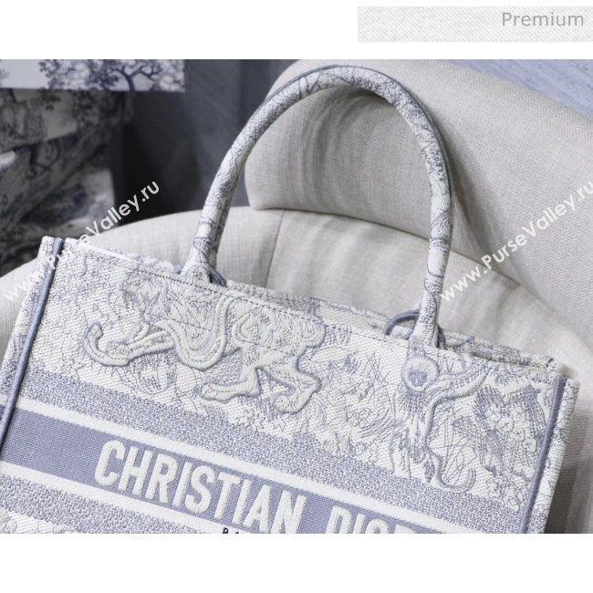 Dior Small Book Tote with Tiger Embroidery Grey 2020 (XXG-20042927)