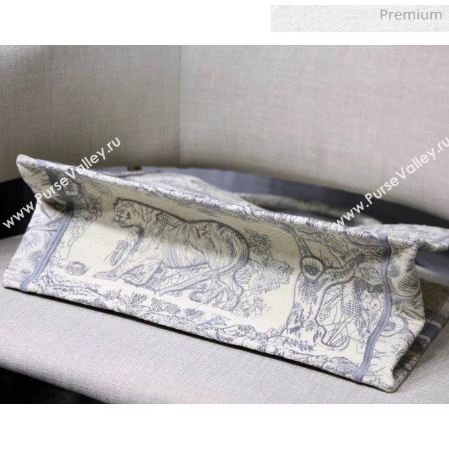 Dior Small Book Tote with Tiger Embroidery Grey 2020 (XXG-20042927)