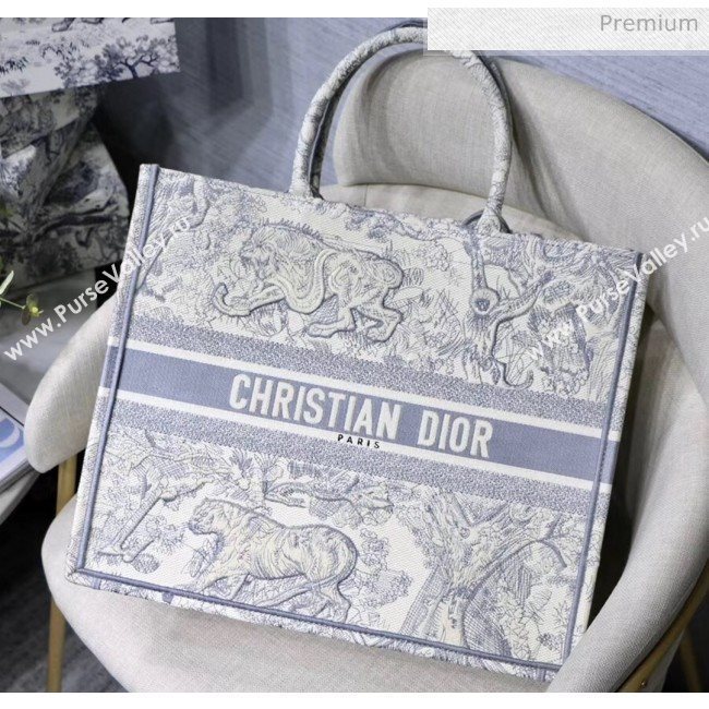 Dior Large Book Tote with Tiger Embroidery Grey 2020 (XXG-20042928)