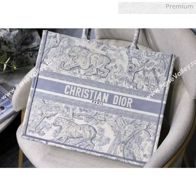Dior Large Book Tote with Tiger Embroidery Grey 2020 (XXG-20042928)