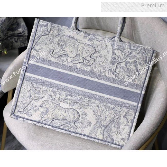 Dior Large Book Tote with Tiger Embroidery Grey 2020 (XXG-20042928)