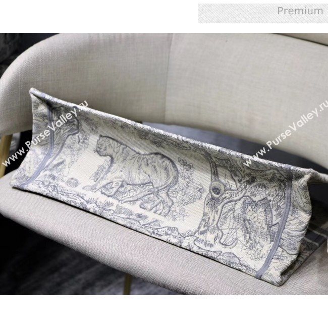 Dior Large Book Tote with Tiger Embroidery Grey 2020 (XXG-20042928)