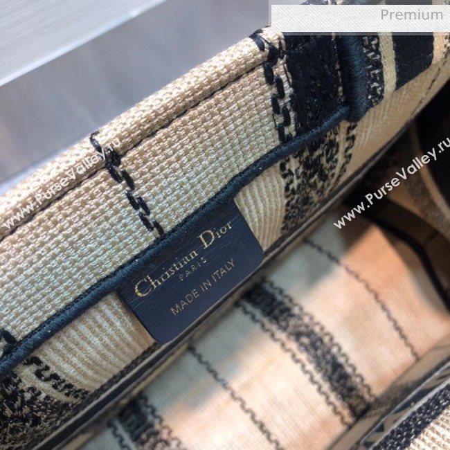 Dior Small Book Tote with Stripes Embroidery Beige/Black 2020 (XXG-20042930)