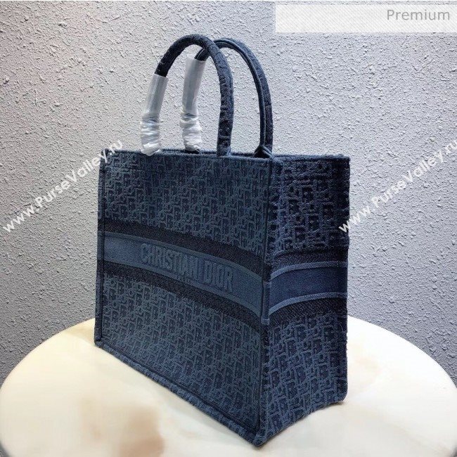 Dior Large Oblique Embroidered Denim Dior Book Tote Blue 2020 (XXG-20042926)