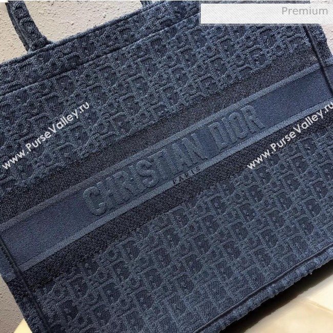 Dior Large Oblique Embroidered Denim Dior Book Tote Blue 2020 (XXG-20042926)