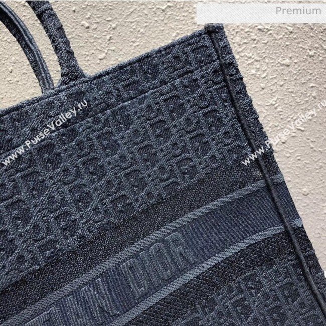 Dior Large Oblique Embroidered Denim Dior Book Tote Blue 2020 (XXG-20042926)