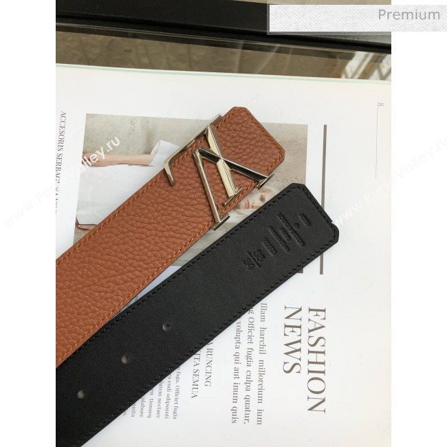 Louis Vuitton LV Tilt Grained Calfskin Belt 40mm with LV Buckle Brown 2020 (99-0022102)