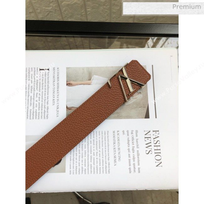 Louis Vuitton LV Tilt Grained Calfskin Belt 40mm with LV Buckle Brown 2020 (99-0022102)