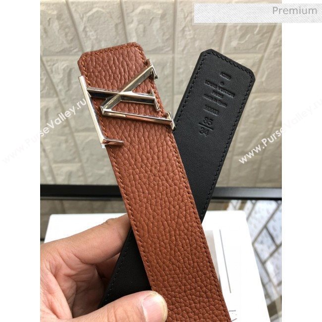 Louis Vuitton LV Tilt Grained Calfskin Belt 40mm with LV Buckle Brown 2020 (99-0022102)