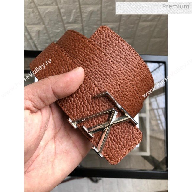 Louis Vuitton LV Tilt Grained Calfskin Belt 40mm with LV Buckle Brown 2020 (99-0022102)